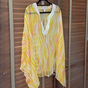 Julie Brown silk chiffon beaded  tunic